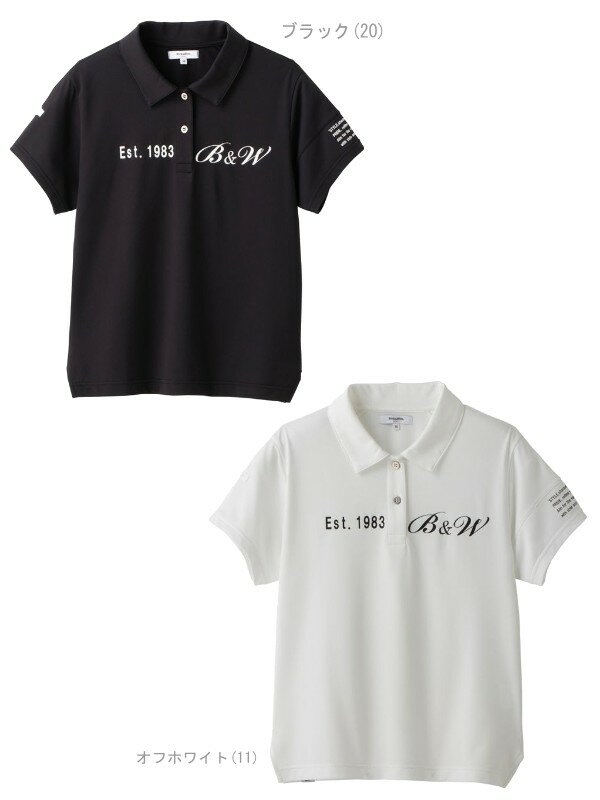 【50％OFF！セール】ブラック＆ホワイト / ブラック アンド ホワイト/春夏モデル！アルファドライ3Dビッグロゴシャツ 半袖シャツ(レディース）ゴルフウェア