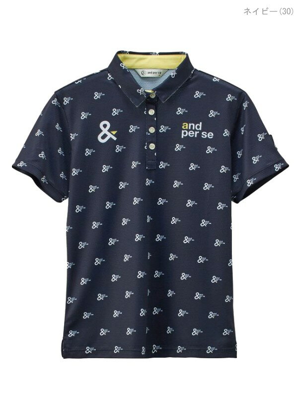 【50％OFF！セール！】アンパスィ/and per se(春夏モデル！）総柄プリント半袖ポロシャツ（レディース）アンパスィ / ゴルフウェア/afs9713q1