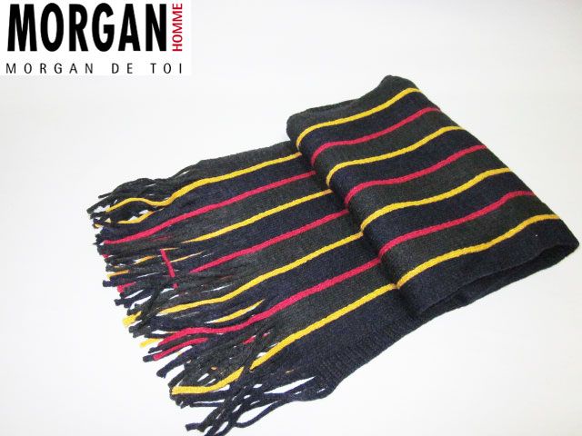 モルガンオム マフラー ストライプ1 MORGANHOMME メンズ 冬物 メンズ 防寒 保温