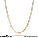 King Ice キングアイス ネックレス ゴールド 4mm幅 テニスチェーン ジルコニア ホワイトストーン 14K Gold Single Row Tennis Chain 人気ブランド アクセサリー 金メッキ メンズ レディース 男女兼用 送料無料