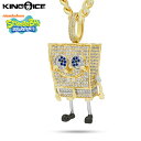 King Ice×SpongeBob SquarePants キングアイス スポンジ ボブ ネックレス ゴールド ジルコニア ホワイトストーン XL Spongebob 人気ブランド アクセサリー 金メッキ メンズ レディース 男女兼用 送料無料