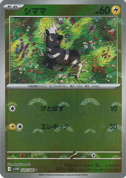 ポケモンカードゲーム シママ ミラー(モンスターボール) 【SV11W 028 / 086 C】 拡張パック ホワイトフレア シングルカード