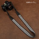 【送料無料】cam-in カメラストラップ コットン ブラック/ホワイト ストライプ CAM8098A ネックストラップ ショルダーストラップ 斜めがけ 肩掛け 首かけ カムイン