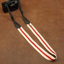 【送料無料】cam-in カメラストラップ コットン ホワイト/レッド ライン柄 CAM8170 ネックストラップ ショルダーストラップ 斜めがけ 肩掛け 首かけ カムイン