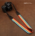 【送料無料】cam-in カメラストラップ コットン レッド/イエロー ライン柄 CAM8176 ネックストラップ ショルダーストラップ 斜めがけ 肩掛け 首かけ カムイン