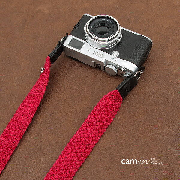 【送料無料】カメラストラップ コットン レッド 無地 cam-in カムイン CAM8758B95 丸穴型 ネックストラップ ショルダーストラップ 斜めがけ 肩掛け 首かけ