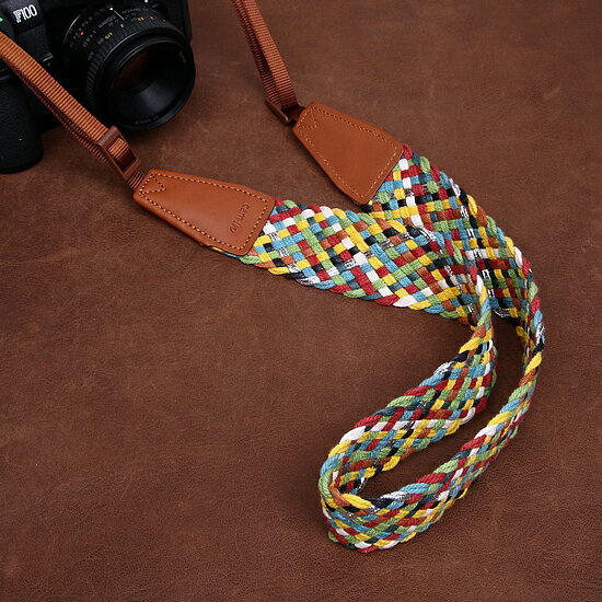 【P2倍！BF】【送料無料】cam-in カメラストラップ コットン マルチカラー 編み込み CAM8791 ネックス..