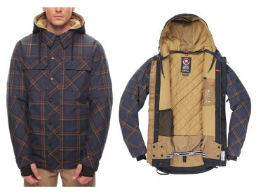 17-18新作 686 MEN'S WOODLAND INSULATED JACKET SIXEIGHTSIX シックスエイトシックス メンズ ウッドランドジャケット スノーボードウェア カラー/DARK DENIM PLAID L7W109