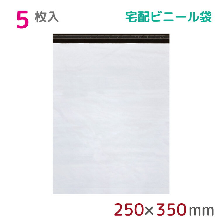 【本日限りP5倍】 【5枚組】宅配ビニール袋 幅250mm×高さ350mm+フタ40mm 60μm厚 A4 B5 宅配袋 梱包袋 耐水 防水 高強度 強力粘着テープ付 ゆうパック ネコポス メール便 宅配便 宅急便 梱包資材 梱包材 業務用 収納袋 軽量 ビニール袋 ラッピング SS