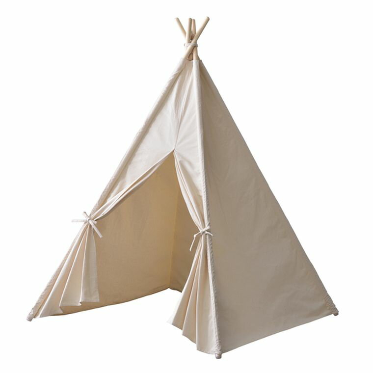 テント おしゃれ コンパクト W120×D120×D150cm アイボリー 天然木 コットン 持ち運び用収納袋付き 室内 キッズ ティピーテント