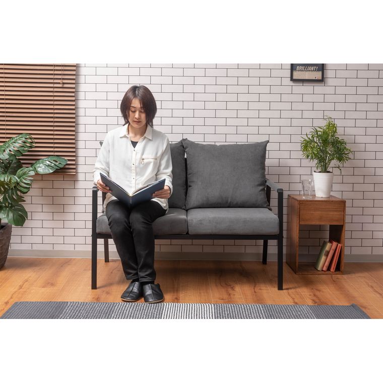 ソファ ソファー 二人掛け おしゃれ 組立式 モダン チェア スチール グリーン グレー ひじ掛けあり W115.5×D71×H88×SH44.5 ソファ2P RTO-462 [3]