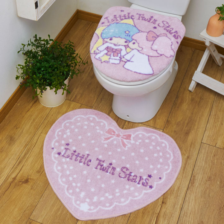 トイレカバー2点セット キキ&ララ キキララ トイレタリー リトルツインスターズ Little twin starsトイレフタカバー トイレマット 温水洗浄便座用 ウォシュレット トイレカバー キャラクターSB-525-S SANRIO サンリオ