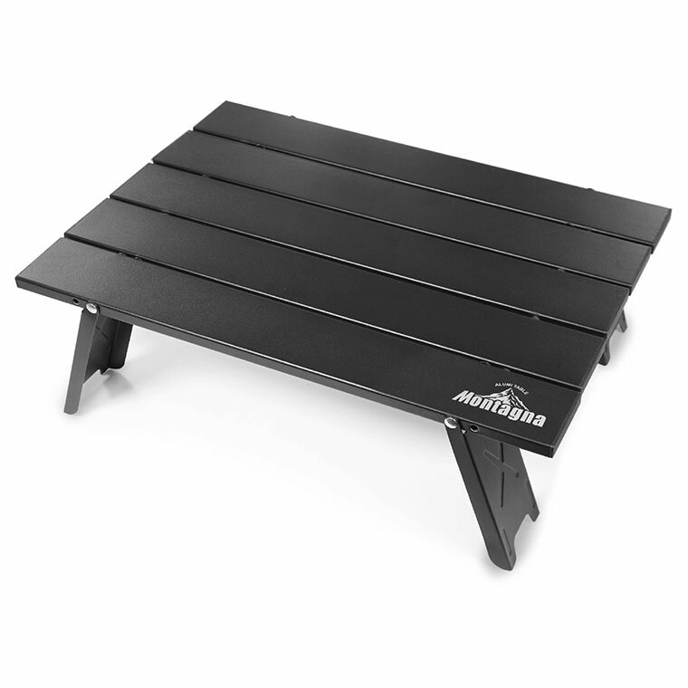 アウトドア ロールテーブル 折りたたみ 軽量 コンパクト 40×29×13cm キャンプ サブテーブル 収納袋付き 工具不要 組立簡単 モンターナ montagna