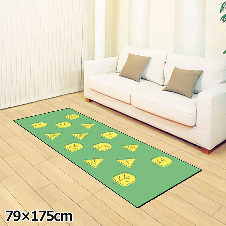 乐天商城 - ラグ 洗える 北欧 おしゃれ 約79×175cm カーペット イラスト アクセントラグ アクセントマット オールシーズン リビング ダイニング 寝室 ホットカーペット対応 転写プリント TEN127-C 木グリーン