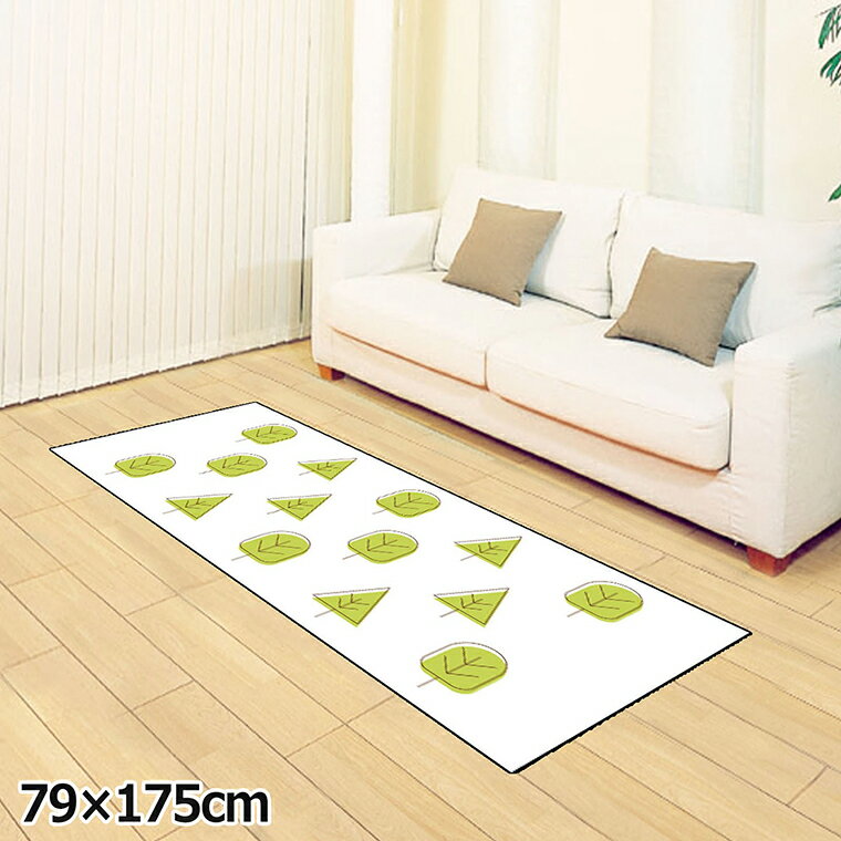 乐天商城 - ラグ 洗える 北欧 おしゃれ 約79×175cm カーペット イラスト アクセントラグ アクセントマット オールシーズン リビング ダイニング 寝室 ホットカーペット対応 転写プリント TEN128-C 木ホワイト