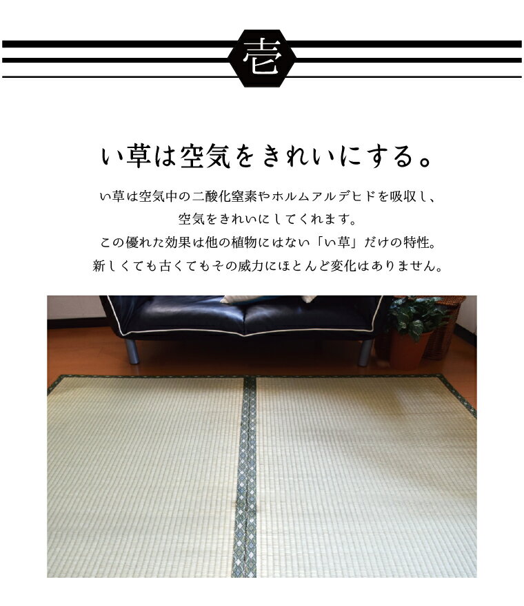 い草 ラグ 夏用 カーペット 上敷き 江戸間2畳 約176×176cm ござ ごろ寝 和室 畳 シンプル 天然素材 五八間 正方形 12503 [2]