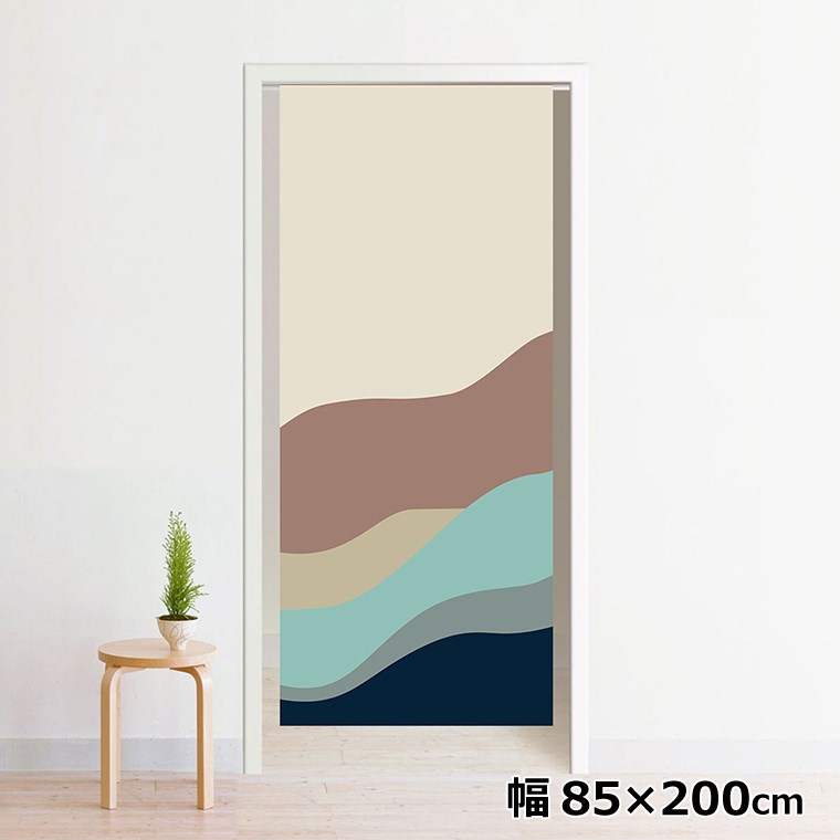 のれん 暖簾 洗える 目隠し 間仕切り タペストリー オリジナルプリント 転写 約85×200cm 200丈 ミラーレース NOR-C044 縦ウェーブベージュ2