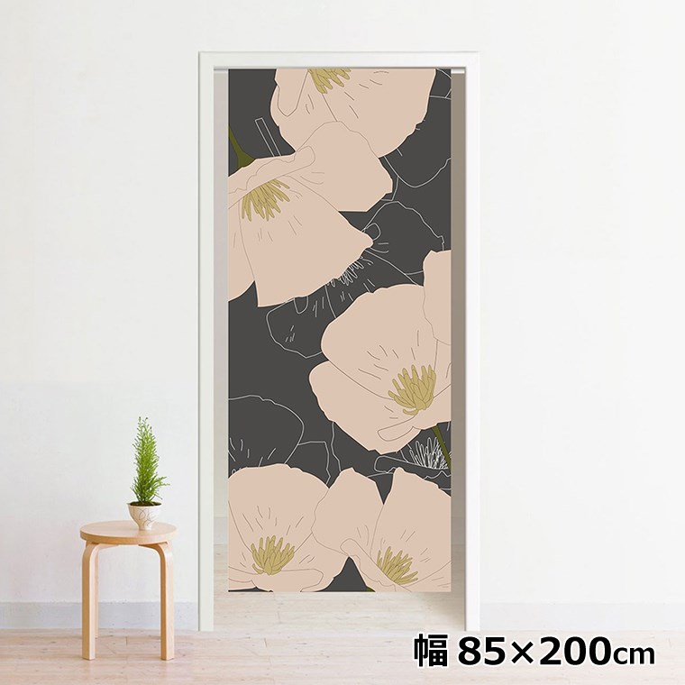 Rakuten - のれん 暖簾 洗える 目隠し 間仕切り タペストリー オリジナルプリント 転写 約85×200cm 200丈 ミラーレース NOR-C063 フラワーグレー