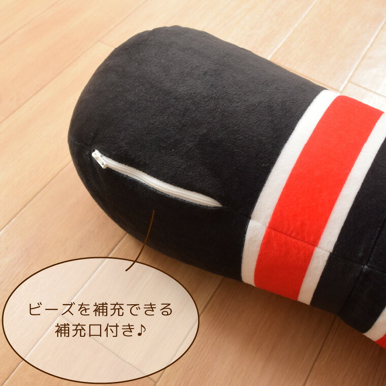 ラグ・寝具・雑貨のストアポケットのビーズクッション ビール クッション 大きめ ロングクッション 約30×100cm かわいい ボトル ビーズ 抱き枕 枕 インテリア 雑貨 面白い 置物 かわいい雑貨 ボウリング 乾電池 プレゼント ギフト バレンタイン 父の日 誕生日｜アングル3