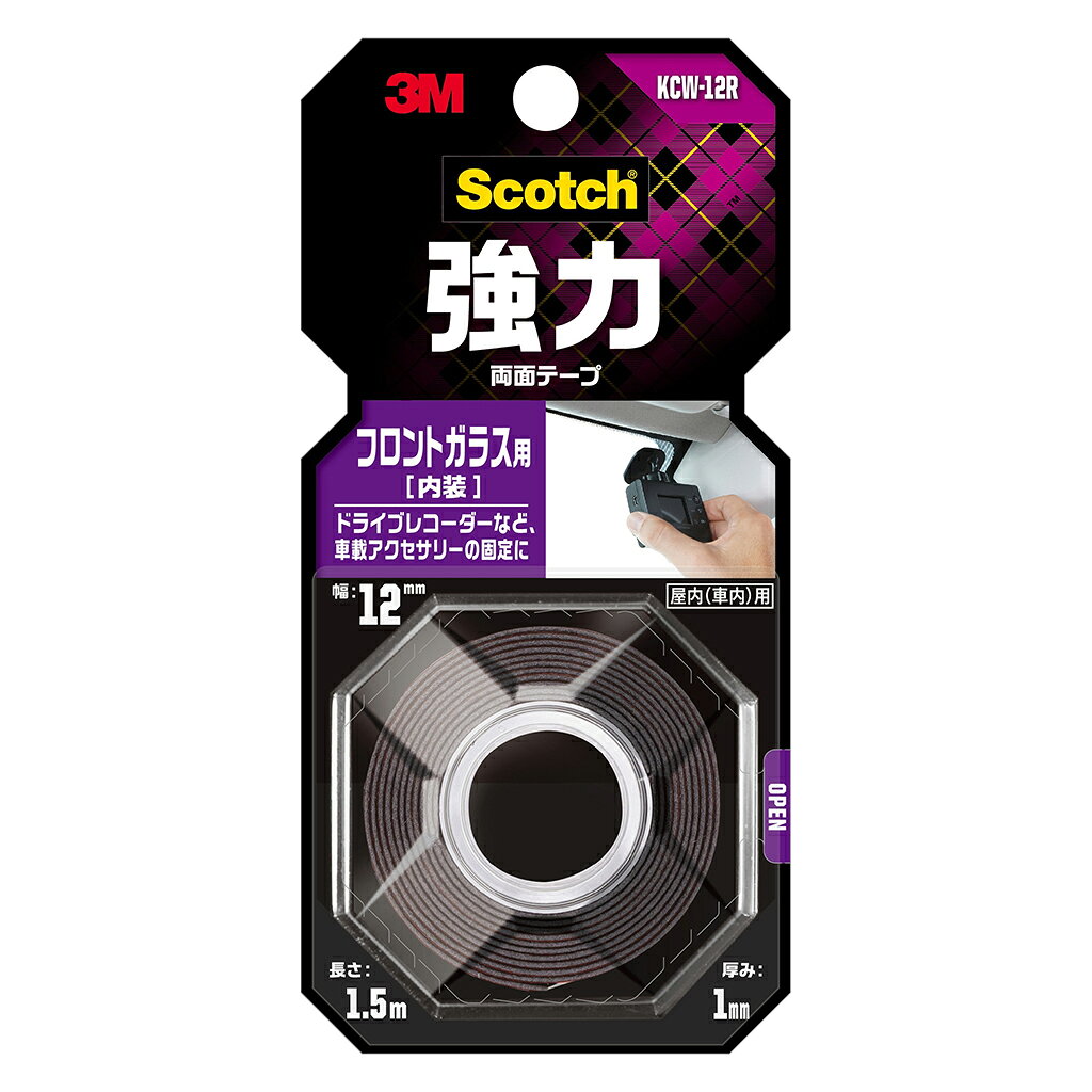 乐天商城 - スリーエム(3M) スコッチ強力両面テープ フロントガラス用(内装) 幅12mm 長さ15m KCW-12R STRAIGHT/03-9912 (3M/スリーエム)