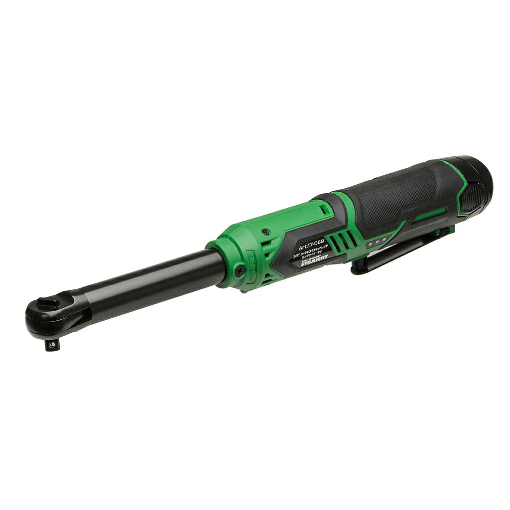 3/8"(9.5mm) コードレスラチェットレンチロングタイプ 12V 専用バッテリー付き［充電器:別売] STRAIGHT/17-069 (STRAIGHT/ストレート)