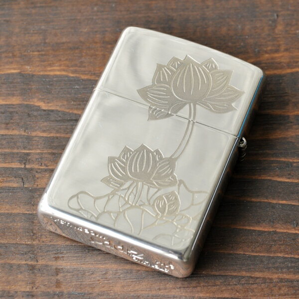 オリジナル zippo 純銀 蓮柄 ジッポライター オリジナル 和柄 デザイン 高級 シルバージッポライター 受注生産 プレゼント ギフト