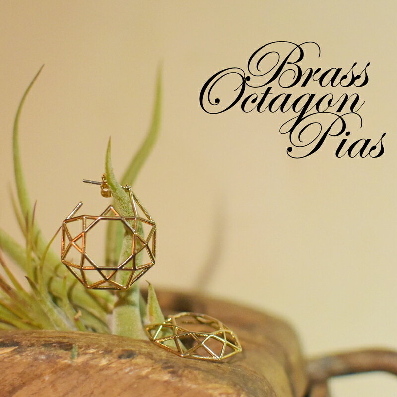真鍮 オクタゴン 八角形 ピアス ゴールド ペア プレゼント ギフト 可愛い 高級感 お洒落