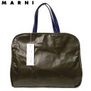 MARNI マルニ CUSHION shopping bag バイカラー レザートート オリーブ×ブルエッテ 新品訳あり コンビニ受取対応商品 レディース ブラ...