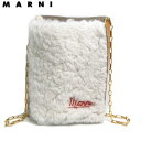 MARNI マルニ MUSEO NANO ボア×レザー チェーン ショルダーバッグ SHEARLING CHAIN BAG ホワイト×イエロー 新品 コンビニ受...