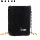 MARNI マルニ MUSEO NANO ボア×レザー チェーン ショルダーバッグ SHEARLING CHAIN BAG ブラック×グリーン 新品 レディース...