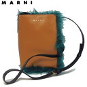 MARNI マルニ MUSEO NANO レザー×ファー ショルダーバッグ LEATHER / ECO FUR BAG グリーン×イエロー 新品 コンビニ受取対...