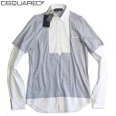 DSQUARED2 ディースクエアード プリーツブラウス×Tシャツ レイヤードカットソー Sサイズ 新品 コンビニ受取対応商品 メンズ ブランド 春夏秋