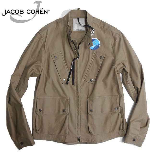 コーエン アウター メンズ ヤコブコーエン JACOB COHEN JAPANESE FABRICS ハリントン ジャケット J8104 01515L 53C01 402 カーキ 50サイズ 【新品】【あす楽】【コンビニ受取対応商品】ブランド メンズ 春夏 ライダース