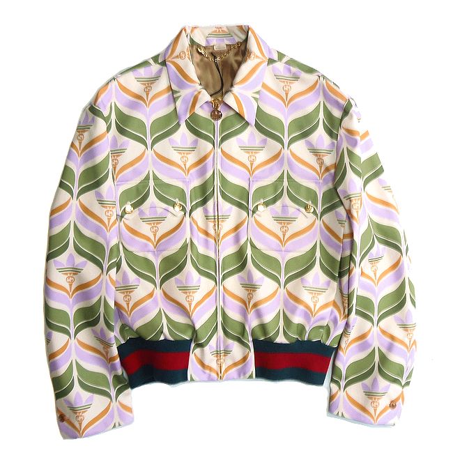 GUCCI×adidas グッチ×アディダス トレフォイルプリント ジップ ブルゾン ジャケット 46サイズ 新品 コンビニ受取対応商品 メンズ ブランド