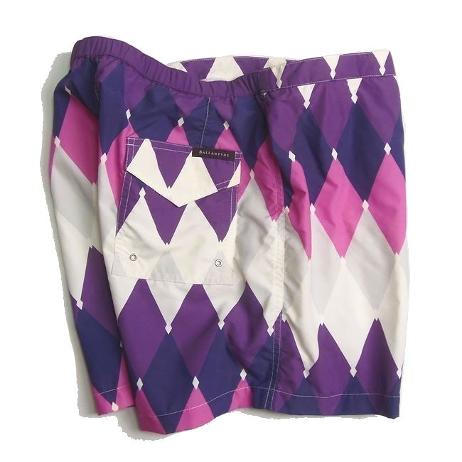 BALLANTYNE バランタイン アーガイル柄 スイムパンツ（水着)　パープル系 Mサイズ 【新品】【YDKG-tk】【コンビニ受取対応商品】 メンズ ビーチ リゾート プール