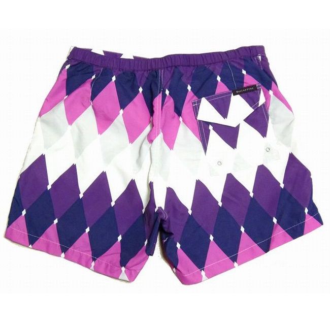 BALLANTYNE バランタイン アーガイル柄 スイムパンツ（水着)　パープル系 Mサイズ 【新品】【YDKG-tk】【コンビニ受取対応商品】 メンズ ビーチ リゾート プール