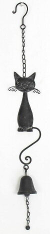 【ブラックキャットベル】アイアンベル・キャット・ブラック壁掛け・ドアベル・ネコ猫・ねこ・玄関ベル黒猫・