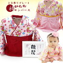 初節句お祝い名入れプレート&袴ロンパース桃・赤
