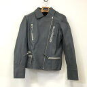 【中古】DEGNER FR16SJ レザージャケット Lサイズ グレー レディース バイクウェア 羊革 デグナー バイク用品 ◇TA1214