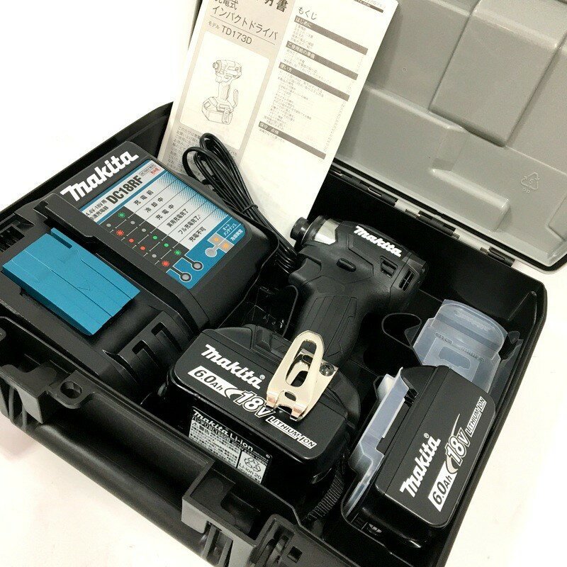 【中古】 makita マキタ 充電式インパクトドライバ TD173DRGXB フルセット 18V 6.0Ah 未使用 △ DW3325