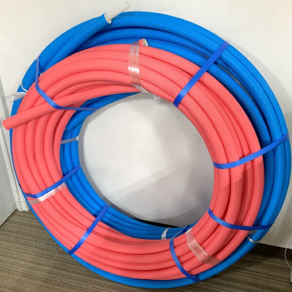 【中古】ONDA オンダ製作所 架橋ポリエチレン管 被覆B カポリパイプW PEX13C-PB5 未使用 給水用 ブルー 給湯用 ピンク 呼び径13≡DT6878