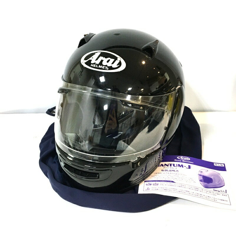 【中古】Arai アライ Quantum-J フルフェイスヘルメット 除菌消臭済 Mサイズ ブラック バイク用品 ◇TA3..