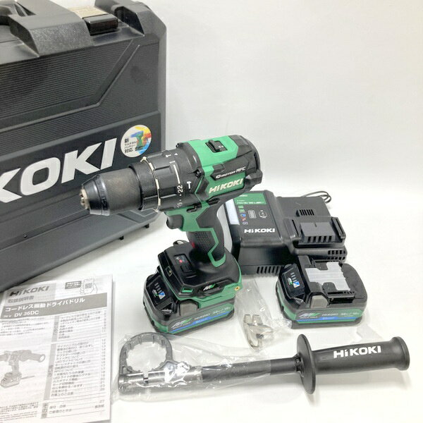 商品情報 メーカー HiKOKI(ハイコーキ) JANコード 4966376405282 型番 DV36DC(2XPSZ) ブランド HiKOKI(ハイコーキ) 　商品詳細&nbsp; HiKOKI(ハイコーキ) 13mmコードレス振動ドライバドリル DV36DC(2XPSZ)　36V 中古品です。 使用頻度の少ない美品です。簡単な動作チェックはしておりますが、実作業での動作確認は行っておりません。ご了承の上でお願いします。 使用、経年、保管に伴う多少のキズ、汚れ、サビ等ございます。 記載外の不具合、欠品部品に気付かない場合もございます。 画像にある物が全てです。現状でのお渡しです。 状態と合わせて画像にてご確認ください。 本商品を実際に使用されての事故、ケガ等につきましては当方は責任を負いかねます。 離島・一部地域は送料に追加料金がかかる場合があります。 お客様都合による返品・交換は受け付けておりませんので、ご了承ください。 商品につきましての詳細は、メーカーホームページ等でお調べの上でご購入をお願いいたします。 以下商品説明は未使品の場合の仕様です。ご参考までにご覧ください。ウェブ引用につき稀に相違がある場合がございます。 ブランド名:ハイコーキ メーカー型番:DV36DC(2XPSZ) カラー:アグレッシブグリーン 代表カラー:グリーン シリーズ名:マルチボルトシリーズ チャック能力:13mm 穴あけ能力（木工）:118mm 最大回転数:2200rpm 最大締付トルク:155Nm 対応電圧:36V 本体奥行:190mm 本体横幅:70mm 本体高さ:269mm 本体重量:2.5kg（バッテリ含む） 電源方式:バッテリー PSEマーク有無:有 状態:中古 中古状態:中古品-非常に良い IT5P4PPJM3YA　 コンディション 当店では商品の状態をランク表記しています。商品選びの際にご活用下さい。 N 未使用 or 未開封の商品 S ほぼ新品同様の商品 A 使用感のあまりない、状態の良い商品 B 使用感はあるがダメージの少ない商品 C 使用感のほか、傷や汚れの目立つ商品 J ジャンク品・返品不可 送料、問い合わせ先など お取引について 商品発送 入金確認後、1～3営業日以内、発送いたします。 その他の注意事項 【領収書につきまして】 ・領収書は注文履歴からご自身での発行をお願いしております。 ・宛名はご注文者名、但書はご購入頂いた商品名が記載されます。 【送料につきまして】 ・商品を複数個ご購入の場合、個数ごとに送料が発生します。 ・送料はご注文後に店舗側で修正し、個数分のご請求となります。 予めご了承下さいますようお願いいたします。 問い合わせ先 サンステップ楽天市場店 出品店舗：中古工具の買取販売専門店 ドクターツール 【運営会社】株式会社ステップワン 【電話番号】0776-65-7717 【住所　　】〒910-0015 福井県福井市二の宮3丁目42－30 【営業時間】平日10:00～19:00 →水曜日のご連絡、発送、ご質問対応は行っておりません。