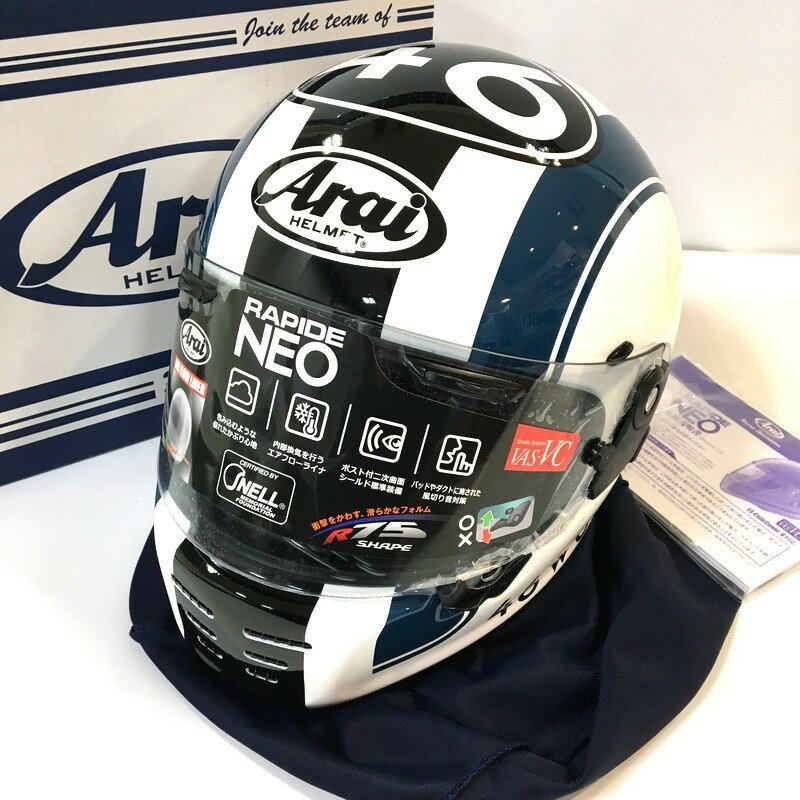 【中古】Arai アライ RAPIDE-NEO フルフェイスヘルメット 除菌消臭済 Lサイズ ブラック ホワイト ネイビー バイク用品 ◇TA4007