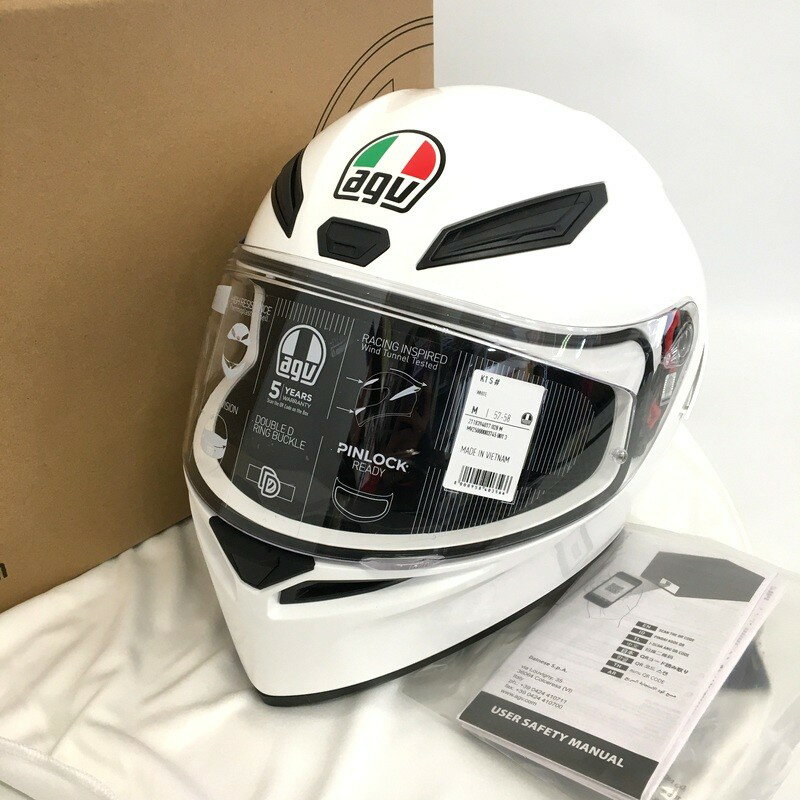 Rakuten - 【中古】AGV エージーブイ K-1 S フルフェイスヘルメット Mサイズ ホワイト バイク用品 ◇TA4488