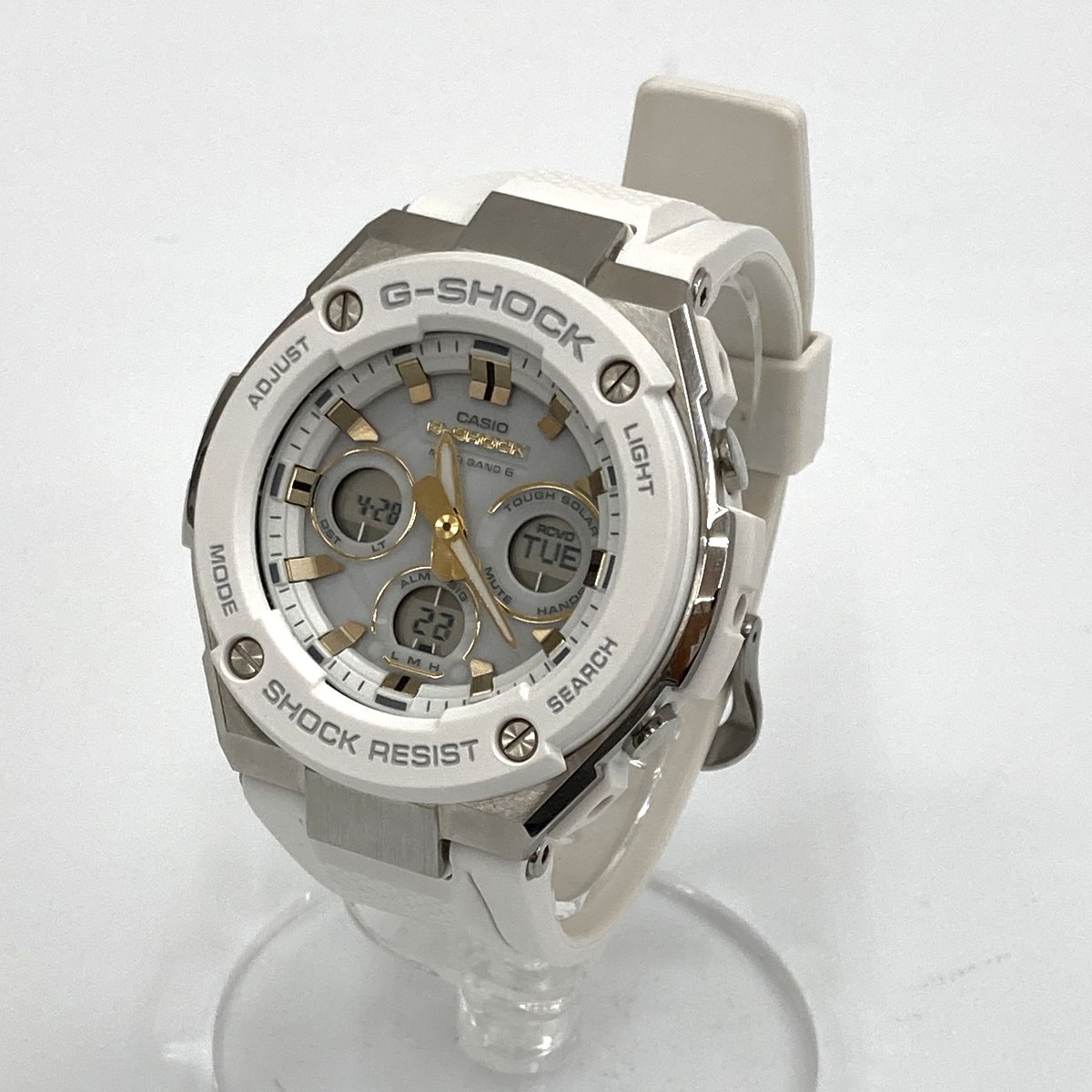 【中古】 CASIO カシオ 腕時計 G-SHOCK G-STEEL Gスチール ミドルサイズ GST-W300-7AJF 電波ソーラー アナデジ クロノ ★SS49