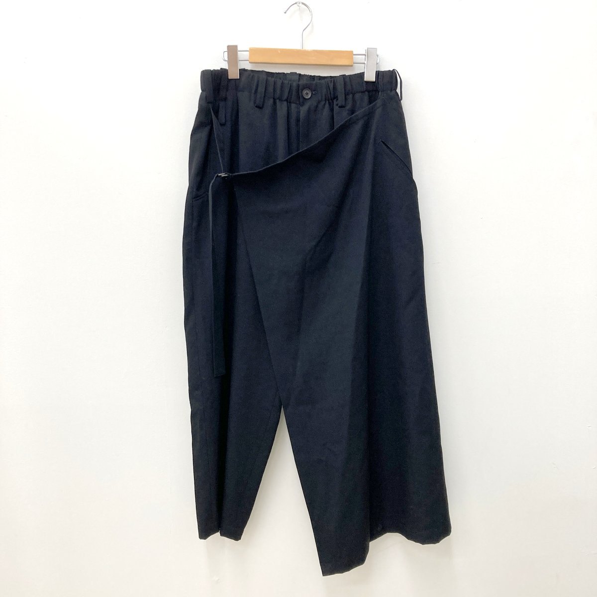 Rakuten - 【中古】Yohji Yamamoto POUR HOMME ヨウジヤマモト プールオム ラップパンツ シワギャバ HC-P25-100 サイズ3 M相当 ブラック ボトム ★SS185
