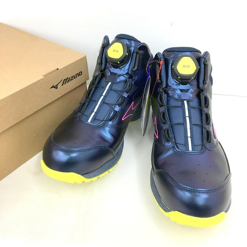 乐天商城 - 【中古】mizuno ミズノオールマイティ LSIII 74M BOA 27.0 LIMITED DESIGN 限定カラー ネイビー×サイバーピンク×イエロー 安全靴 未使用 ★DT314