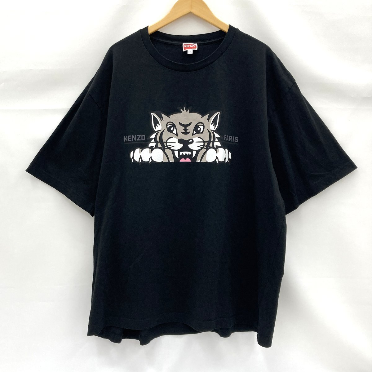 Rakuten - 【中古】 KENZO ケンゾー Tシャツ 半袖 クルーネック ハッピータイガー Happy Tiger プリント 3XL ブラック トップス ★SS221
