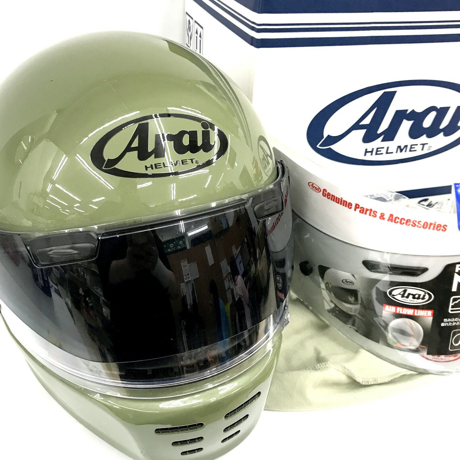 Rakuten - 【中古】Arai アライ RAPIDE NEO XLサイズ モスグリーン フルフェイス ヘルメット プロシェード装着クリアシールド付き★TA456